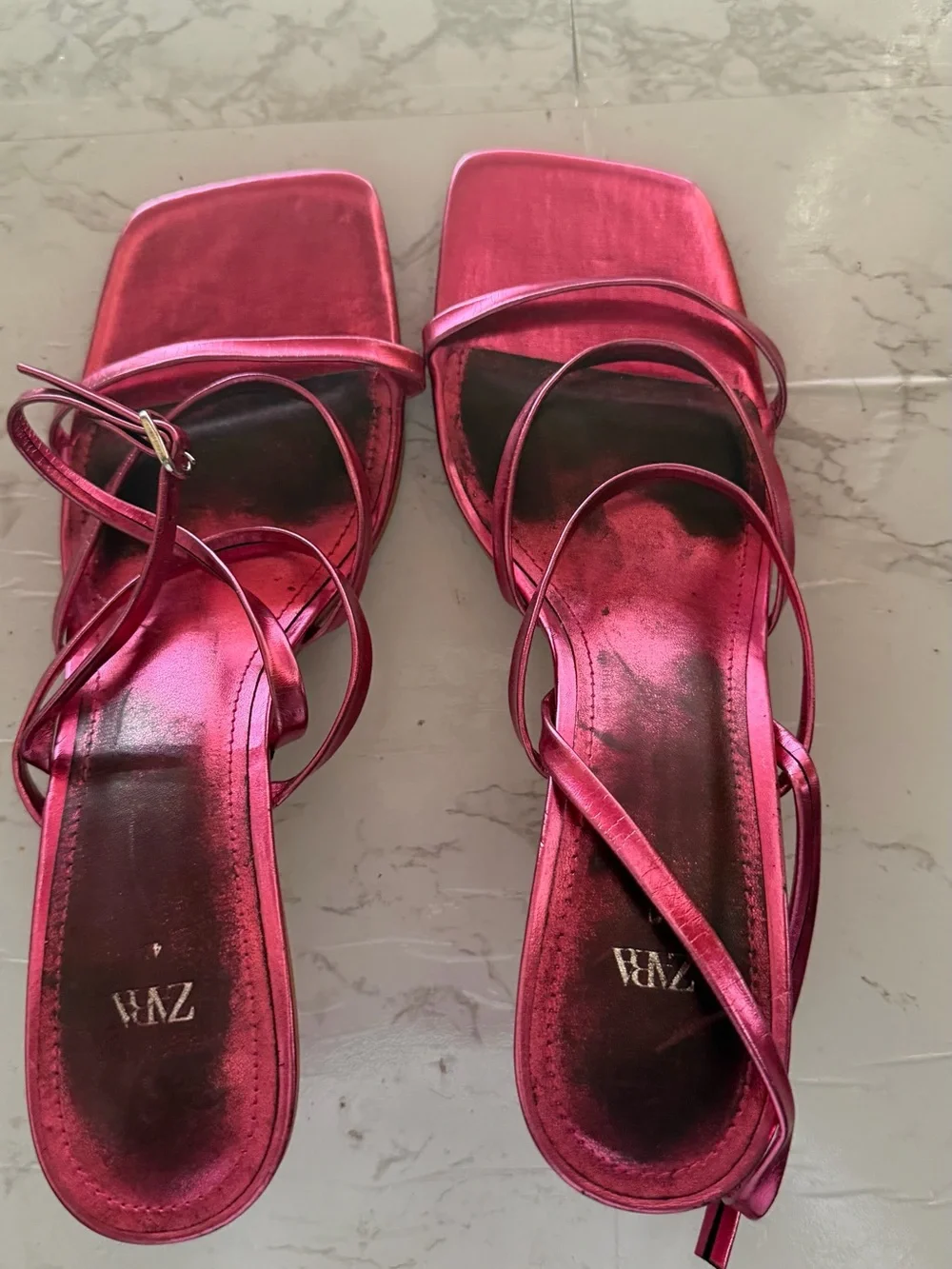 Metallic Pink Strappy Women's Sandals